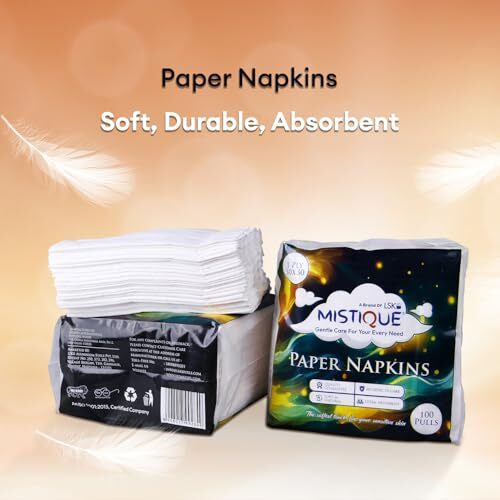 Mistique 1 Ply 100 Pulls Tissue Paper Napkins | Soft And Highly Absorbent | Sheet Size (30 * 30 Cm)