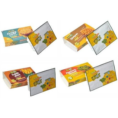 Vakooz Vacuum Cooked Healthy Snacks, 155G (Pack Of 4) | Potato Sticks Curry & Herbs Flavor 45G | Corn Challi Masala Flavor 40G | Bhindi Hot & Saucy Flavor 20G | Chickpeas Chilli Lemon Flavor 50G