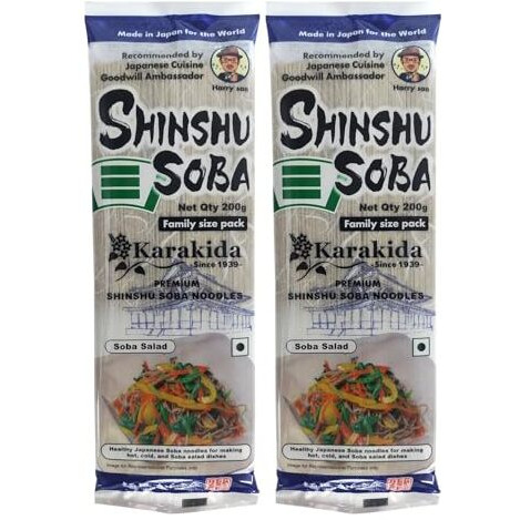 Premium Shinshu Soba Noodles - 400G / 200G Each (Pack Of 2) | Made In Japan | No Maida, No Preservatives, Not Fried But Dried Buckwheat Noodles |No Msg