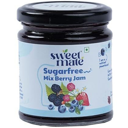 Sweetmate 100% Pure And Natural Sugar Free Mix Berry Jam - (220G) | With Real Fruits And 100% Natural | Diabetic And Keto Friendly Sweetened Naturally | Tastes Delicious