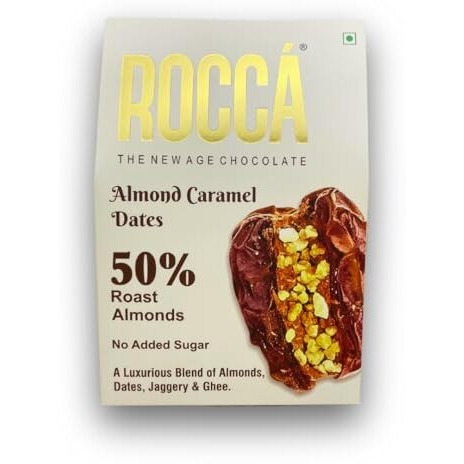 Rocca Almond Caramel Dates I Pack Of 6 I No Added Sugar I Healthy Snacking I Dates, Caramel Made By Jaggery And Ghee With 50% Almonds