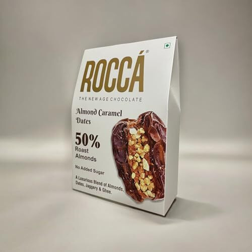 Rocca Almond Caramel Dates I Pack Of 6 I No Added Sugar I Healthy Snacking I Dates, Caramel Made By Jaggery And Ghee With 50% Almonds
