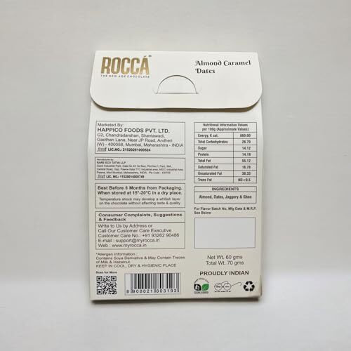 Rocca Almond Caramel Dates I Pack Of 6 I No Added Sugar I Healthy Snacking I Dates, Caramel Made By Jaggery And Ghee With 50% Almonds