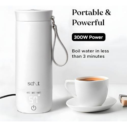 Salt Steamcarry Pro Portable Electric Kettle | 300 Watts With Multiple Heating Modes | Stainless Steel 304 | Auto Shut Off & Boil Dry Protection | Dual Layer Cool Touch Surface, 400Ml