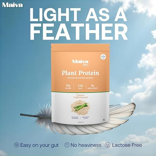 Maiva Pro | Plant Protein Isolate - Classic Unflavoured - 1Kg | 30G Protein, 6.5G Bcaa | All Essential Amino Acids | Gut Friendly, Easy To Digest | Vegan, Dairy Free, No Preservatives