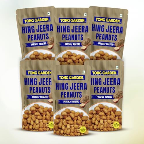Tong Garden 65G Hing Jeera Peanuts | Crunchy & Roasted | Spicy Masala Peanuts With Asafoetida & Cumin | Protein-Packed Healthy Snack - (Pack Of 6)