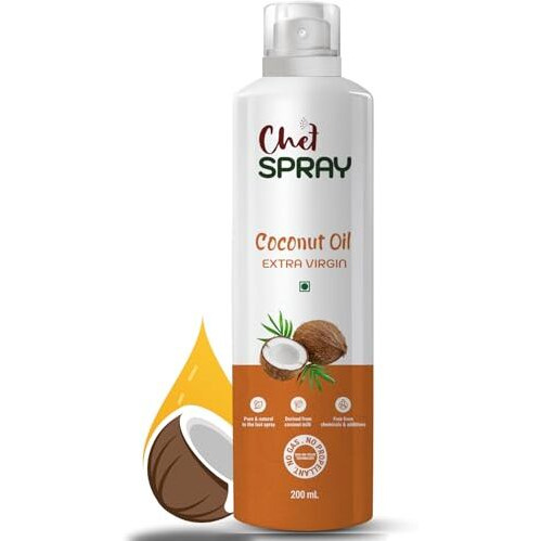 Chefspray Extra Virgin Coconut Oil Spray (200Ml) | 100% Natural, Cold-Pressed & Free From Additives, Preservatives, Or Propellants | Multipurpose Spray For Cooking, Skin, Hair, Baby Care & More