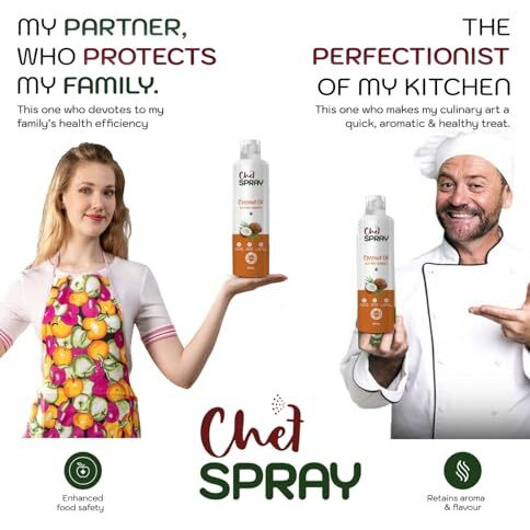 Chefspray Extra Virgin Coconut Oil Spray (200Ml) | 100% Natural, Cold-Pressed & Free From Additives, Preservatives, Or Propellants | Multipurpose Spray For Cooking, Skin, Hair, Baby Care & More