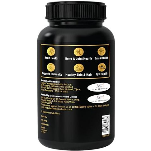 Bon Omega 3 Fish Oil 1250Mg With Vitamin D3 & K2  3X Triple Strength 560Mg Epa & 400Mg Dha | Supports Heart, Bone Health, Brain & Immunity | 60 Softgels | Non-Gmo, Burpless Anti-Reflux