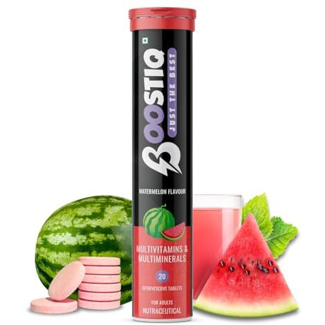 Boostiq - Immunity Essential Multivitamin Tablet For Men & Women, Effervescent Tablets - Multi Vitamin & Minerals With Vitamin C, D & Zinc For Health Energy Stamina (20 Count (Pack Of 1), Watermelon)