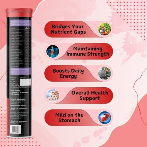 Boostiq - Immunity Essential Multivitamin Tablet For Men & Women, Effervescent Tablets - Multi Vitamin & Minerals With Vitamin C, D & Zinc For Health Energy Stamina (20 Count (Pack Of 2), Watermelon)