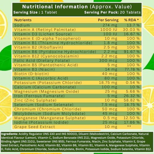 Boostiq - Immunity Essential Multivitamin Tablet For Men & Women, Effervescent Tablets - Multi Vitamin & Minerals With Vitamin C, D & Zinc For Health Energy, Stamina (20 Count (Pack Of 4), Lemon)