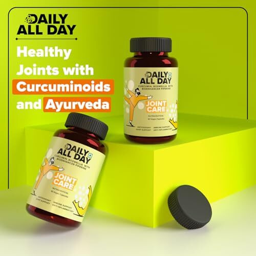 Daily All Day Joint And Bone Therapy, Curcumin Capsule With Piperine, Boswellia Serrata, 60 Pc For Men Women, Cartilage Supplements For Joints, Bone Strength, Joint Support Supplement