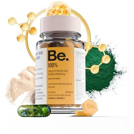 Be. 100% Multivitamin For Men & Women Supports Overall Energy & Improving Overall Health With Ingredients Daily Vitamins A, B, C, D & E, Biotin, Essential Minerals & Folic Acid | 30 Tablets For 30 Days