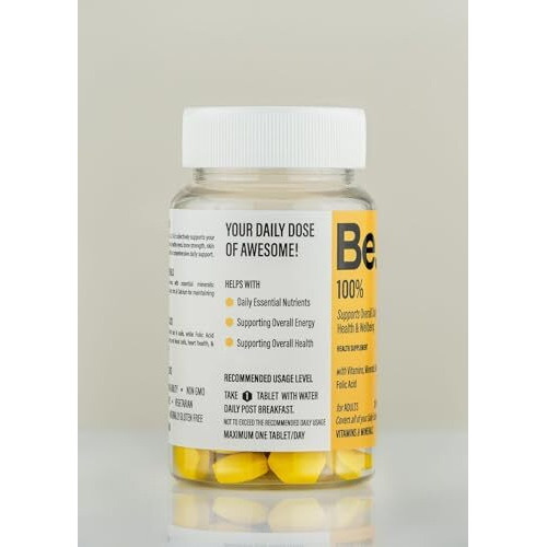 Be. 100% Multivitamin For Men & Women Supports Overall Energy & Improving Overall Health With Ingredients Daily Vitamins A, B, C, D & E, Biotin, Essential Minerals & Folic Acid | 30 Tablets For 30 Days