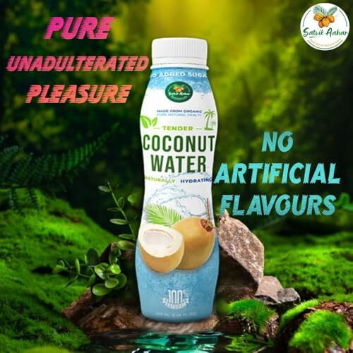 Satvik Aahar Yellow Tender Coconut Water From Pollachi | Enriched With Electrolytes & Anti-Oxidants | Pure & Refreshing Nariyal Pani | No Added Sugar, Preservative & Flavour- 200Ml (Pack Of 6)