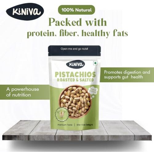 Kiniva Whole Roasted Salted Pistachios 500G - 100% Pure Natural Pista, Rich In Protein And Nutrients, Healthy Snack, Perfect For Snacking, Baking, Or Cooking