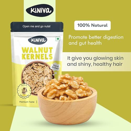 Kiniva Walnuts 200G - Vacuum Sealed For Freshness, Natural, Healthy Snack, Rich In Nutrients, Perfect For Baking, Cooking, Or Snacking