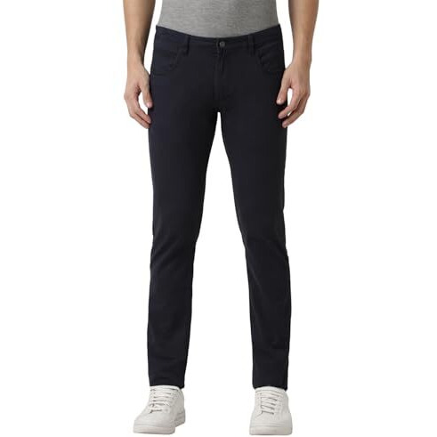 Peter England Men's Super Skinny Mid Rise Casual Pants (Pctfsskf801056_Black, 32