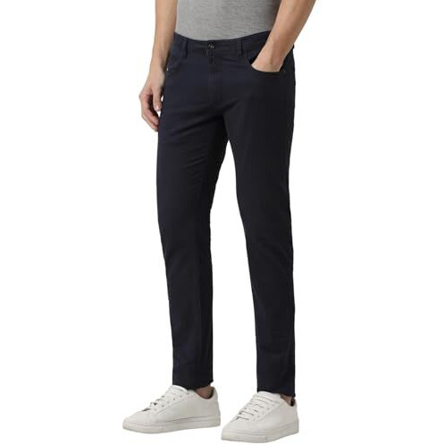 Peter England Men's Super Skinny Mid Rise Casual Pants (Pctfsskf801056_Black, 32