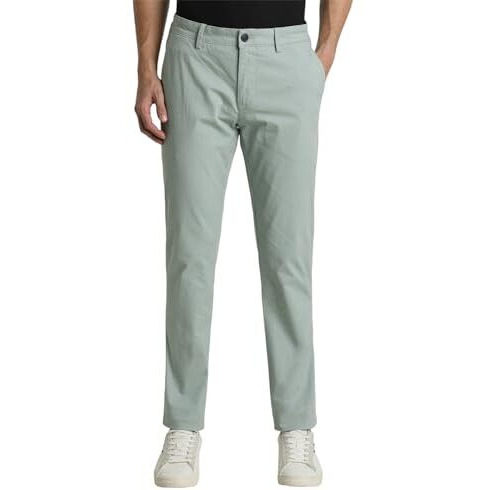 Peter England Men's Slim Casual Pants (Pctflssfd99151_Size(92) Green