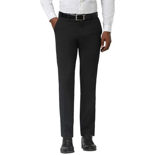 Peter England Men's Slim Work Utility Pants (Petfwnspy25057_Black