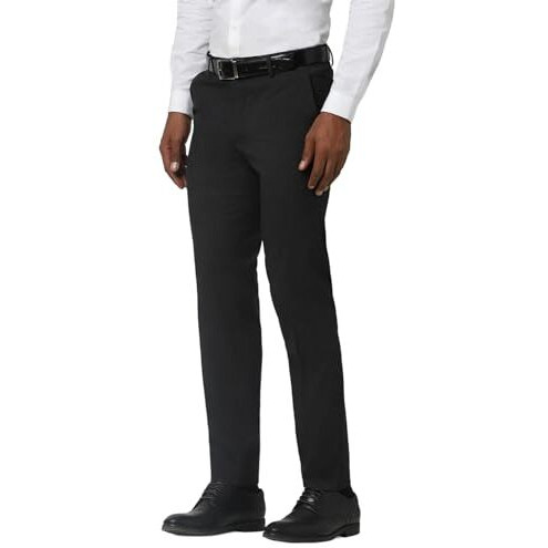 Peter England Men's Slim Work Utility Pants (Petfwnspy25057_Black