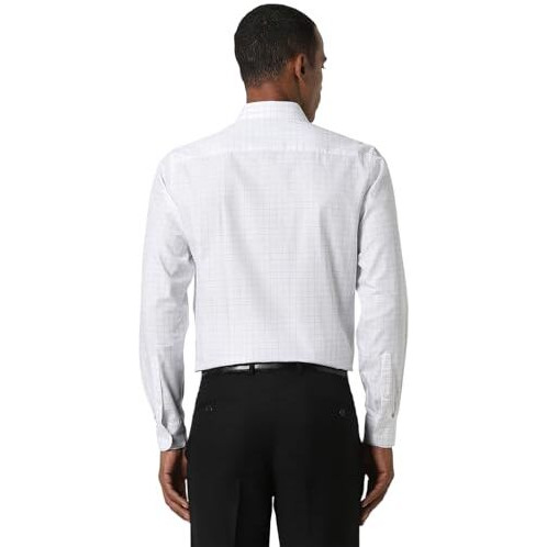 Peter England Men's Checks Shirts White