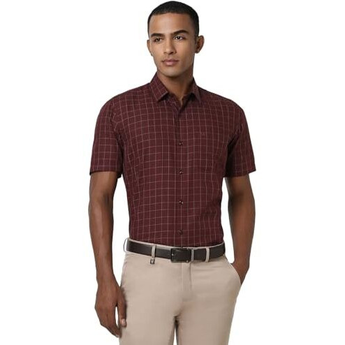 Peter England Men's Regular Fit Shirt (Peshonupm22107_Maroon