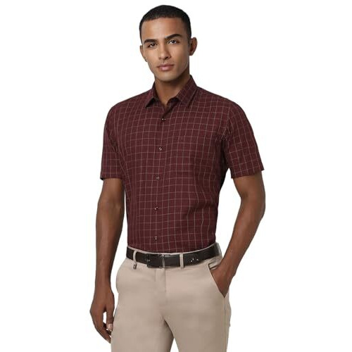 Peter England Men's Regular Fit Shirt (Peshonupm22107_Maroon