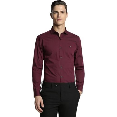 Peter England Men's Slim Fit Shirt (Pxsfpssf883377_Maroon
