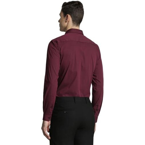 Peter England Men's Slim Fit Shirt (Pxsfpssf883377_Maroon