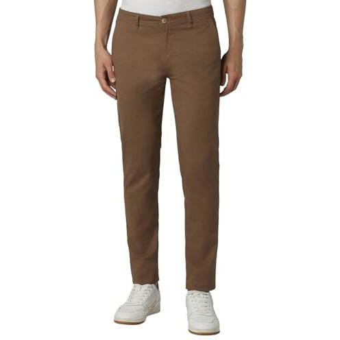 Peter England Men's Slim Casual Pants (Pctflssfb18209_Size(86) Brown