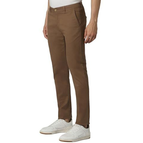 Peter England Men's Slim Casual Pants (Pctflssfb18209_Size(86) Brown