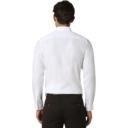 Peter England Men Cotton Slim Fit Small Ditsy Printed Full Sleeve Shirt White