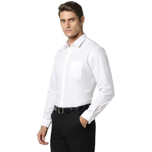 Peter England Men Cotton Slim Fit Small Ditsy Printed Full Sleeve Shirt White,42