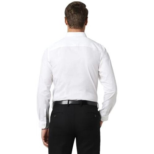 Peter England Men Cotton Slim Fit Small Ditsy Printed Full Sleeve Shirt White,42