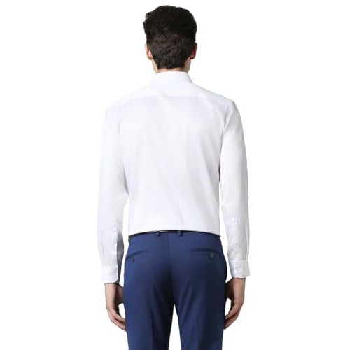 Peter England Men's Satin Solid Regular Fit Full Sleeve Shirt Cotton With Satin Sheen | Luxury White