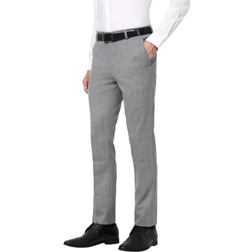 Peter England Men's Slim Work Utility Pants (Petfwnsf900019_Grey