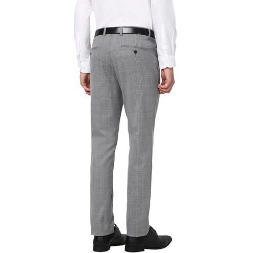 Peter England Men's Slim Work Utility Pants (Petfwnsf900019_Grey