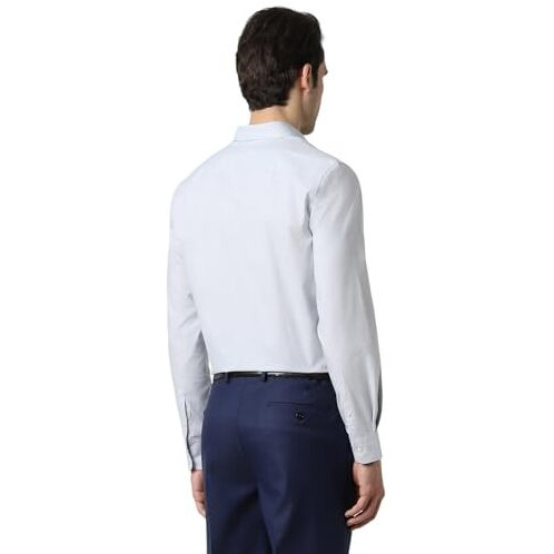 Peter England Men's Classic Solid Full Sleeve Slim Fit Shirt | Wonder Fabric | Cotton Rich | Pin Point Oxford Grey