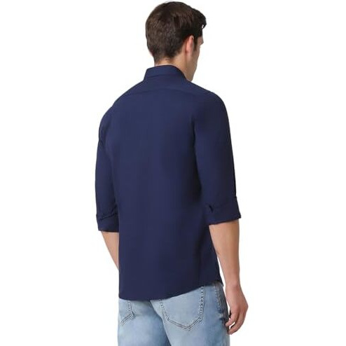 Peter England Men's Slim Fit Shirt (Pcsfsslb592250_Navy