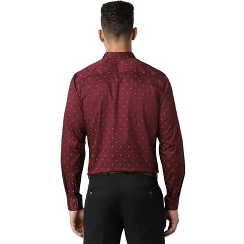 Peter England Men's Cotton Slim Fit Shirt (Pesfwslpw02477_Maroon, 42