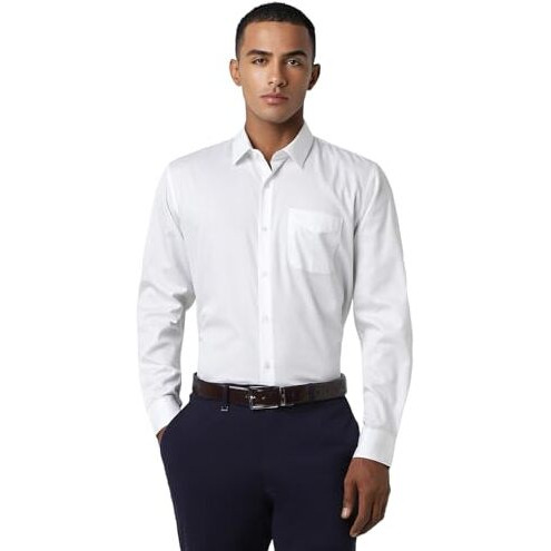 Peter England Men's Solid Slim Fit Shirt (Pesfwslb132845_Ghost White