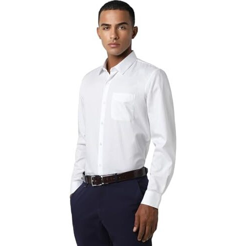 Peter England Men's Solid Slim Fit Shirt (Pesfwslb132845_Ghost White