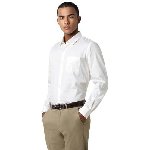 Peter England Men's Slim Fit Shirt (Pesfwslbw92711_White