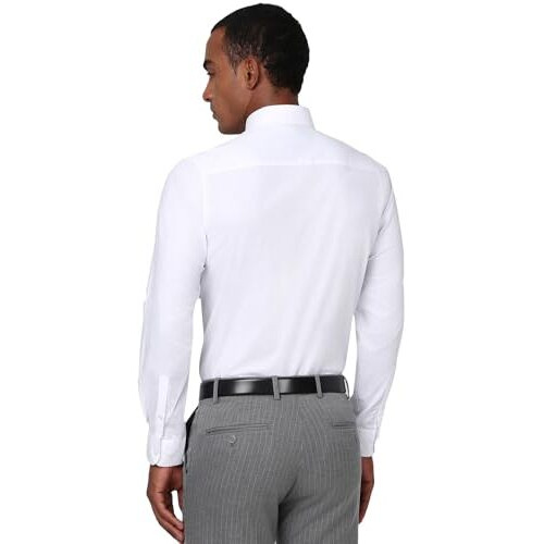 Peter England Men's Classic Solid Full Sleeve Slim Fit Shirt | Wonder Fabric | Cotton Rich | Pin Point Oxford