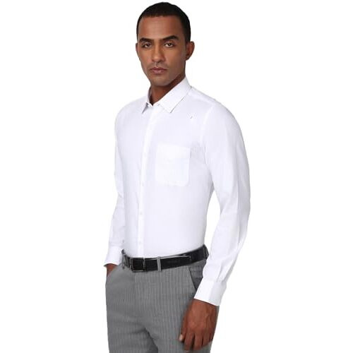 Peter England Men's Classic Solid Full Sleeve Slim Fit Shirt | Wonder Fabric | Cotton Rich | Pin Point Oxford