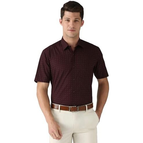 Peter England Men's Regular Fit Shirt (Peshwnub183021_Maroon