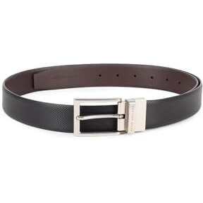 Peter England Men Black Textured Leather Belt